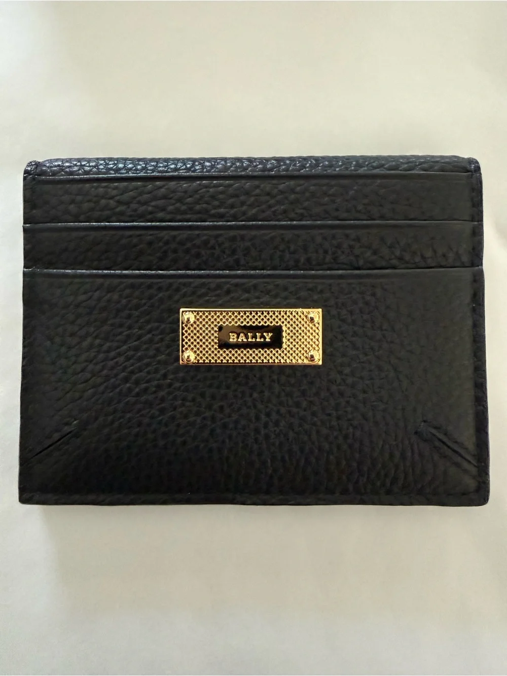 Bally Black/Tan Leather Card Holder with Logo Window